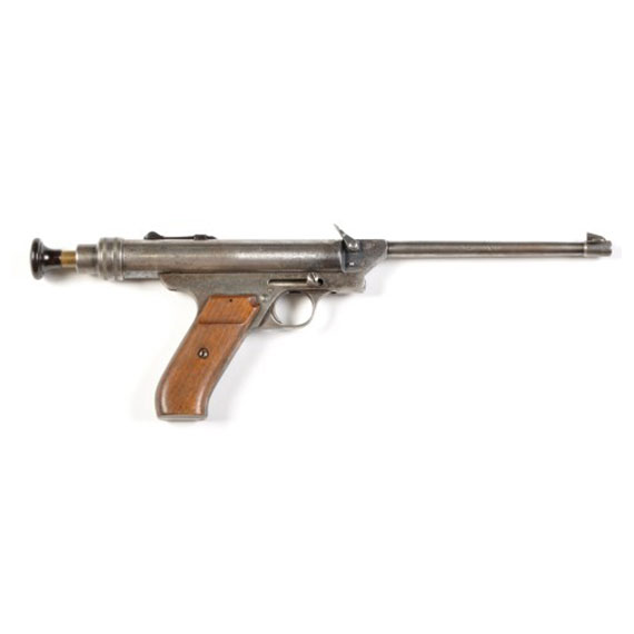 A cased single shot ball reservoir air rifle/shot gun
